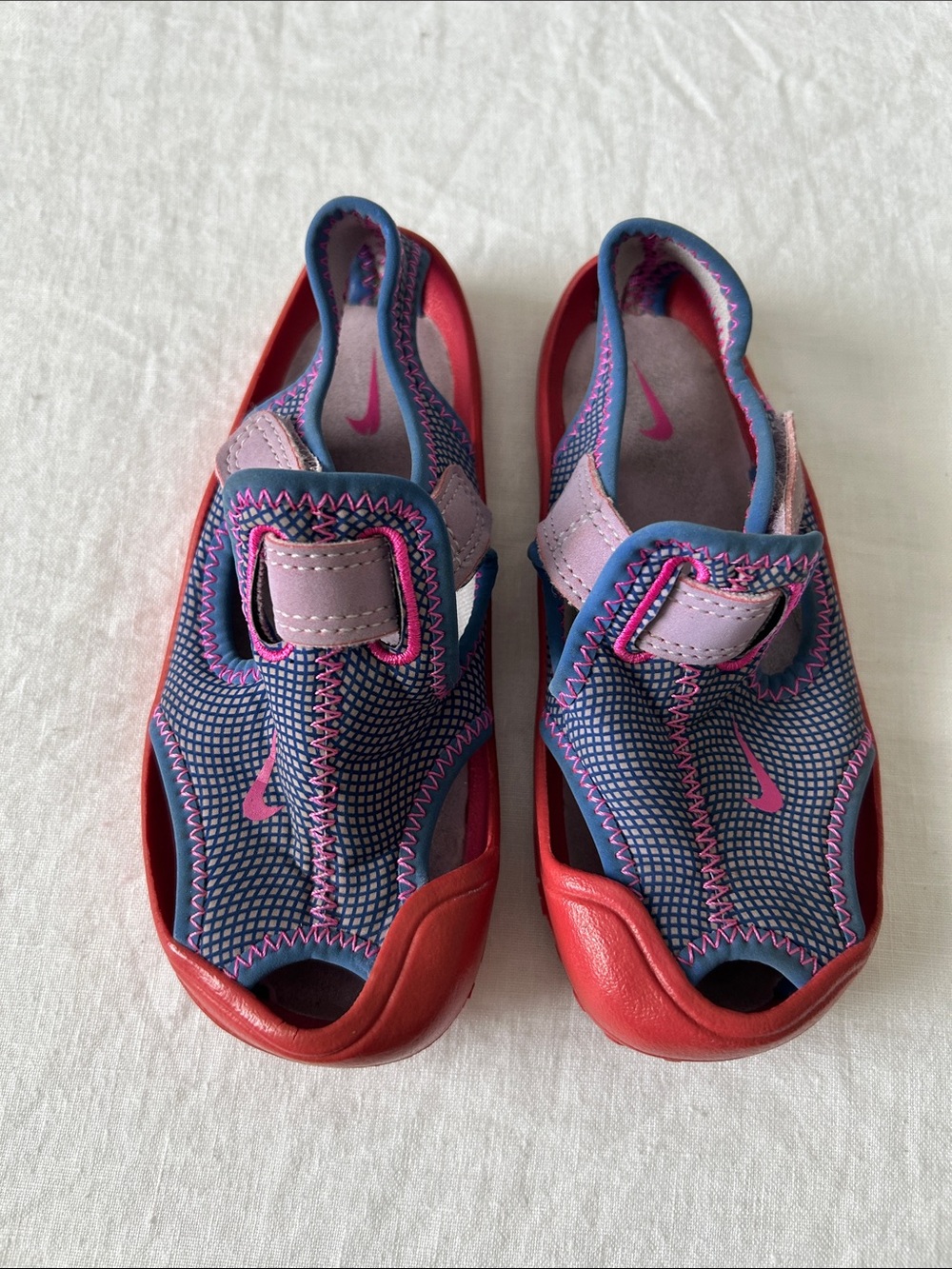 Nike Kids Navy, Pink and Red Open-Toe Water Sandals, Sz. 8, Gently Used.
